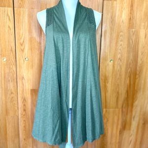 Sonoma olive green Sleeveless open front cardigan